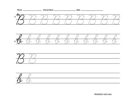 Free Printable Cursive Letter B Worksheet