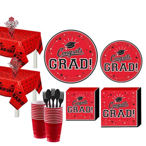 Party City Congrats Grad Graduation Party Kit for 36 Guests, Includes Tableware, Balloons, and ...