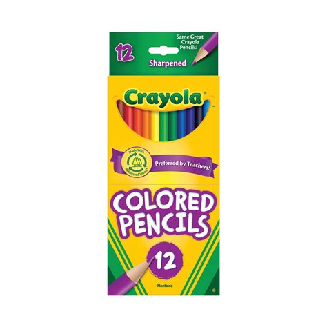 Crayola Colored Pencil Set, Assorted Colors, 12 Count, School Supplies ...