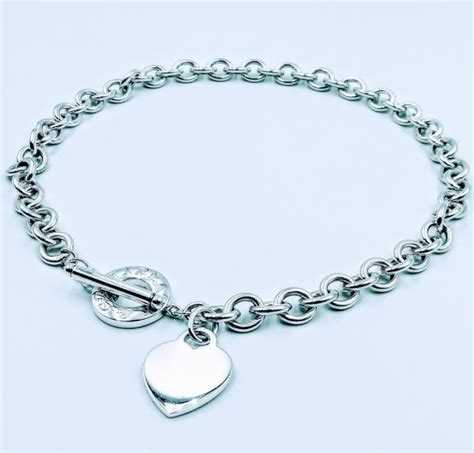 Tiffany & Co. 925 Sterling Silver Heart Charm Toggle Necklace 16" ⋆ SmartShop Jewelry