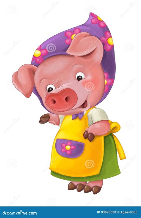 Cartoon Young Happy and Funny Mother Pig - Background Stock Illustration - Illustration of ...