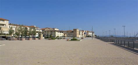 San Vincenzo Beach And Seafront Panoramic View. Tuscany, Italy. Stock ...