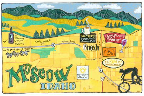 Moscow Idaho map illustration Featured in Journey Magazine Beth Griffis Johnson Illustrations ...