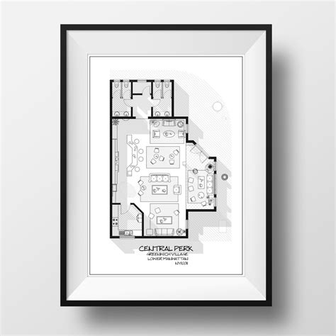 Central Perk Cafe Floor Plan Friends TV Show Layout Central | Etsy