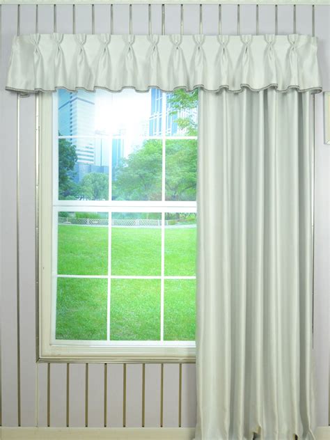 Solid Double Pinch Pleat Valance and Curtains with Gimp Fabric Trim ...