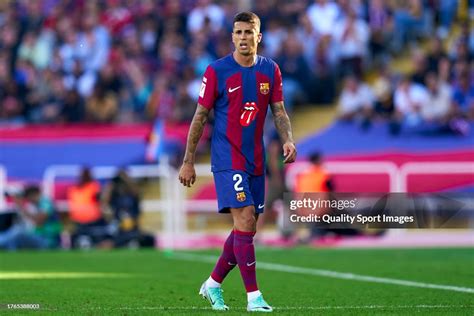 Joao Cancelo of FC Barcelona looks on during the LaLiga EA Sports ...