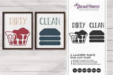 Dirty and Clean Laundry Signs SVG | Illustrations ~ Creative Market