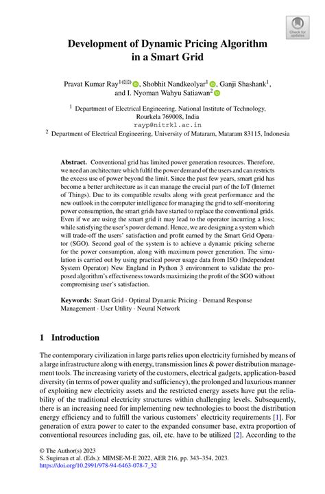 (PDF) Development of Dynamic Pricing Algorithm in a Smart Grid