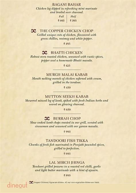 Menu of Copper Chimney, Worli, Mumbai | Dineout discovery