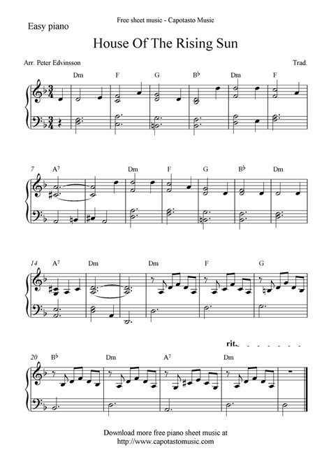 House of the rising sun - Cream | Piano sheet music free, Sheet music ...