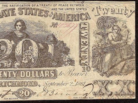 1861 $20 DOLLAR BILL CONFEDERATE STATES CURRENCY CIVIL WAR NOTE PAPER MONEY T-20 | #1843380002