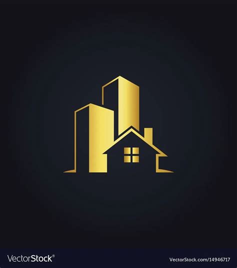 golden house logo on black background for real estate or commercial ...