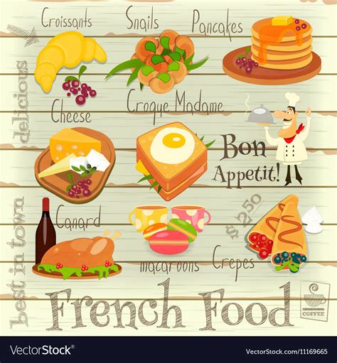 French food menu Royalty Free Vector Image - VectorStock