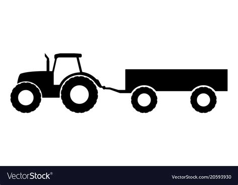 Silhouette of a tractor with a trailer Royalty Free Vector