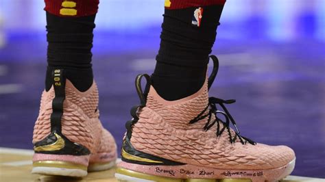 The shoes of Cleveland Cavaliers forward LeBron James (23) pictured ...