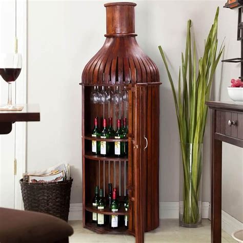 Bordeaux Handcrafted Bottle Shaped Antique Liquor Cabinet | Corner bar furniture, Home bar ...