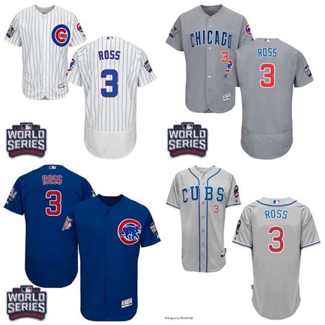 2017 2016 World Series Patch Mens Chicago Cubs Jerseys 3 David Ross Jersey Authentic Mlb ...