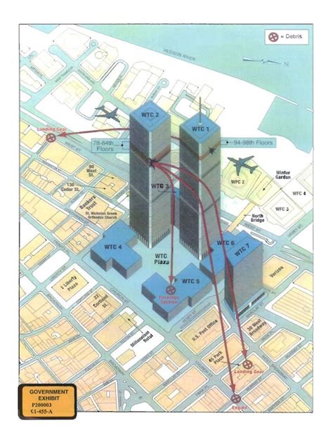 a map shows the location of two skyscrapers and an airplane flying over ...