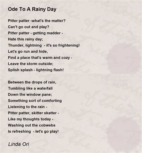 Ode To A Rainy Day Poem by Linda Ori - Poem Hunter