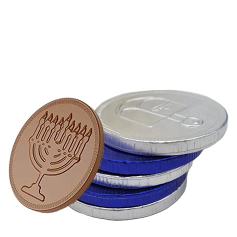 Hanukkah Chocolate Coins, Belgian Blue And Silver Milk Chocolate Coin ...