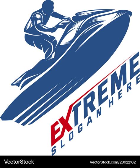 Jet ski sports logo extreme ski design Royalty Free Vector