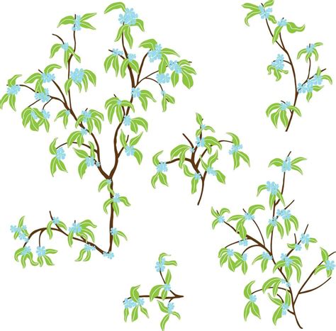 branch with leaves.Vector hand drawing set branches with leaves and stripes 6421388 Vector Art ...