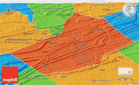 Political 3D Map of Schuylkill County