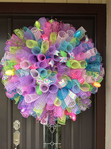 Easter deco mesh wreath, Mesh wreath diy, Deco mesh wreaths