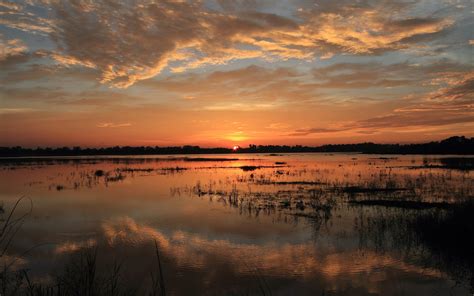 Download Water Cloud Sky Sunset Reflection Scenic Landscape Nature Lake HD Wallpaper