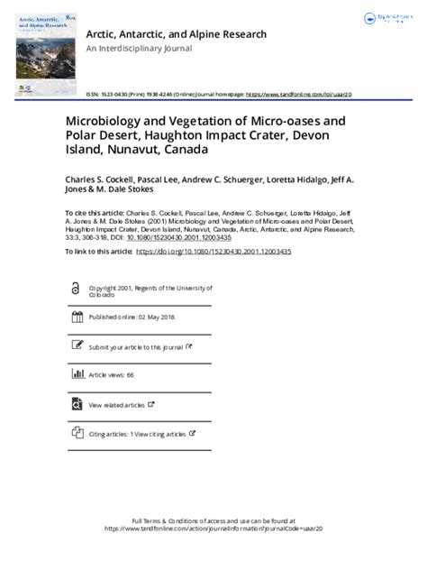 (PDF) Microbiology and Vegetation of Micro-Oases and Polar Desert ...