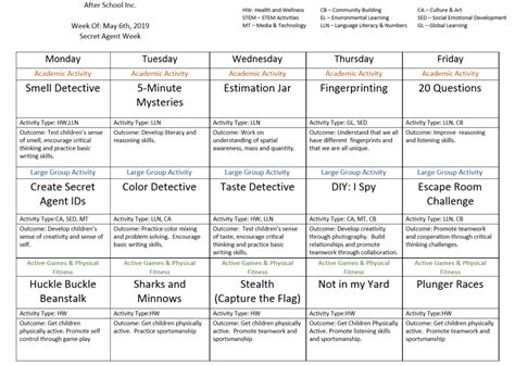 Summer Camp Curriculum Template | TUTORE.ORG - Master of Documents