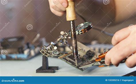 Repair Motherboard. Microelectronics Stock Photo - Image of computer ...