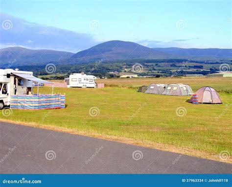 Camping, Shell Island, Wales. Editorial Stock Image - Image of vans ...