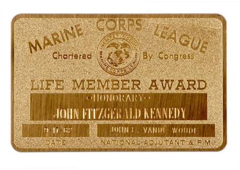 Marine Corps League Membership Card – All Artifacts – The John F. Kennedy Presidential Library ...