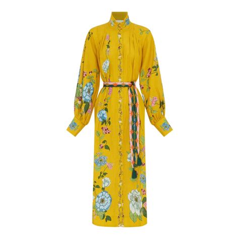 Dana Yellow Midi Shirtdress | Coveti