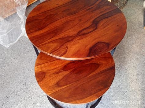 Polished Wood Round Nesting Coffee Table, for Restaurant, Hotel ...