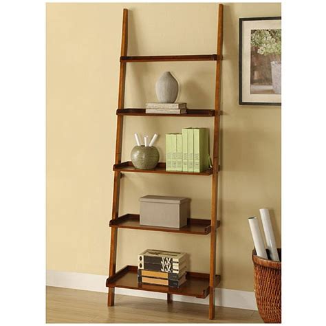 Shop Mahogany Five-tier Leaning Ladder Shelf - Free Shipping Today - Overstock.com - 5274129