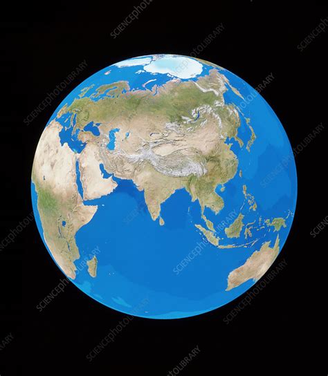 Satellite image of the Earth, centred on Asia - Stock Image - E050/0372 - Science Photo Library