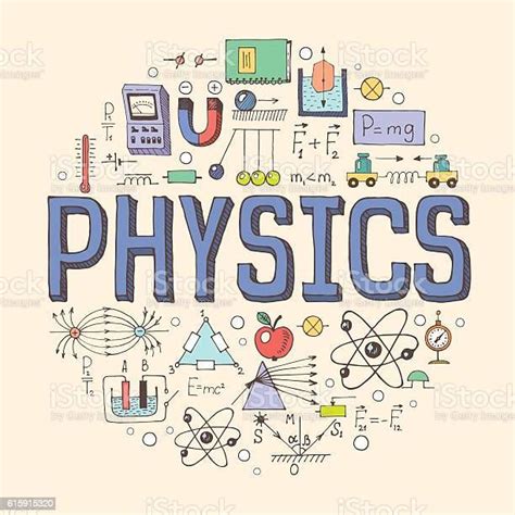 Creative hand drawn vector Physics background with doodle icons ...