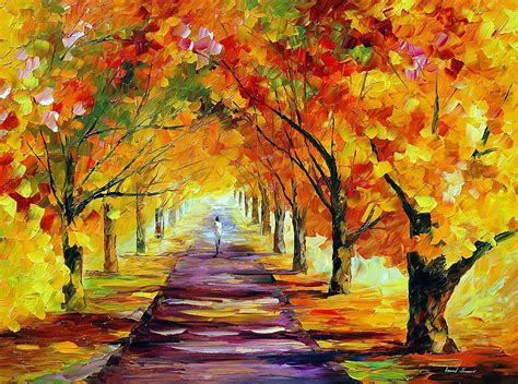 GOLD FALL — PALETTE KNIFE Oil Painting On Canvas By Leonid Afremov | Oil painting nature, Framed ...