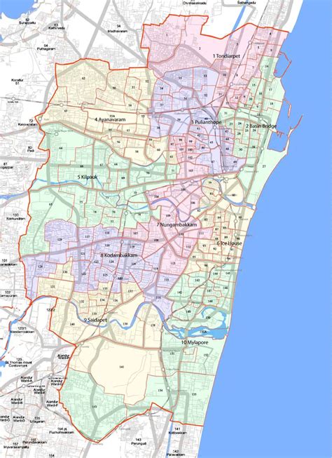 Divisions Map of Chennai - MapSof.net