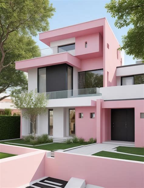 Premium AI Image | Modern pink house architecture design with elegant clean lines and details in ...