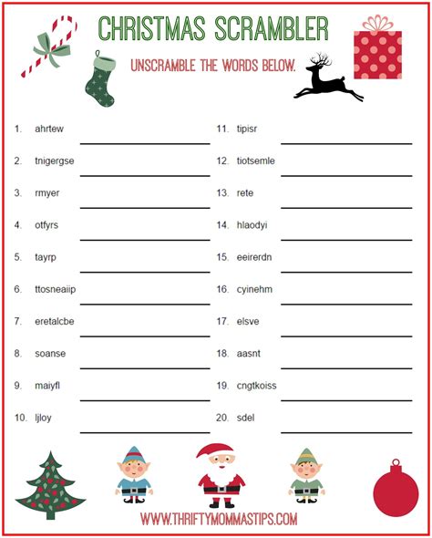 Christmas Scrambler Free Word Game Puzzle - Thrifty Mommas Tips | Printable christmas games ...