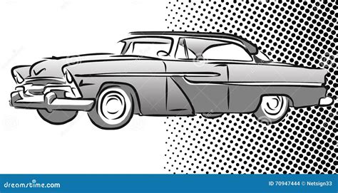 Old American Car Side View, Hand Drawn Sketch Stock Vector - Illustration of classic, american ...