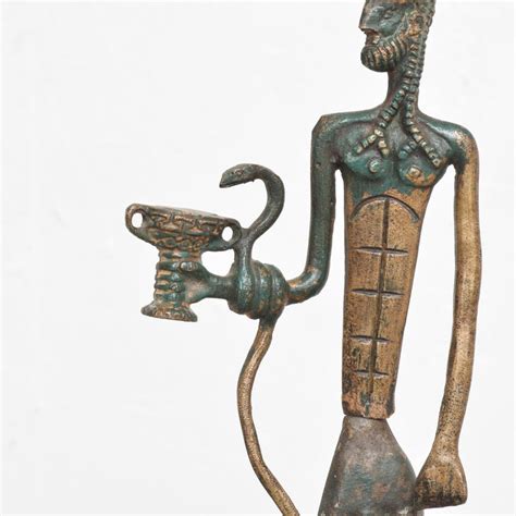 Modernist Bronze Sumerian Art Sculpture Intertwined God Snake and Chalice 1940s For Sale at 1stDibs