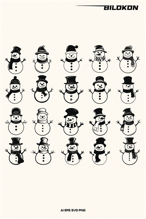 Christmas Snowman SVG Bundle, Snowman in hat SVG Vector File