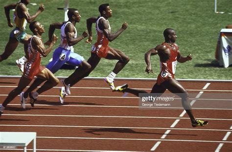 Summer Olympics, CAN Ben Johnson in action and winning 100M race... News Photo - Getty Images