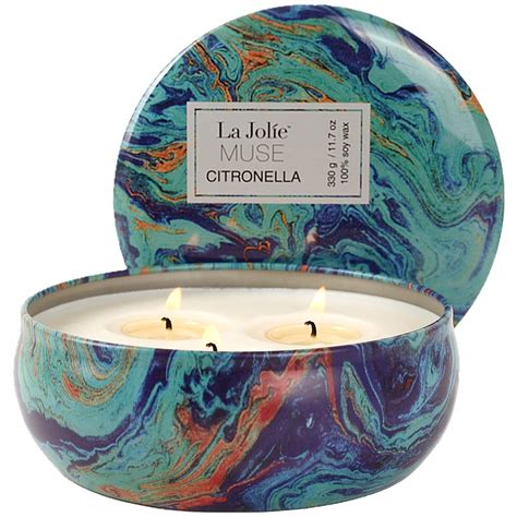 Citronella Candle - Mosquito Insect Repellent Candle 330g Large 100% Soy Wax, for Indoor Outdoor ...