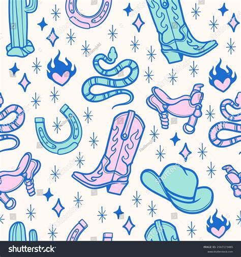 Hand Drawn Cowboy Pattern Seamless Vector Stock Vector (Royalty Free ...