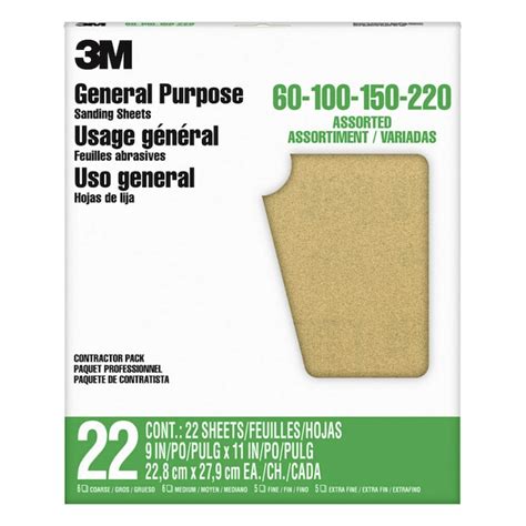 3M Multi-grade Pack Sheet Sandpaper 9-in W x 11-in L 22-Pack in the Sandpaper department at ...